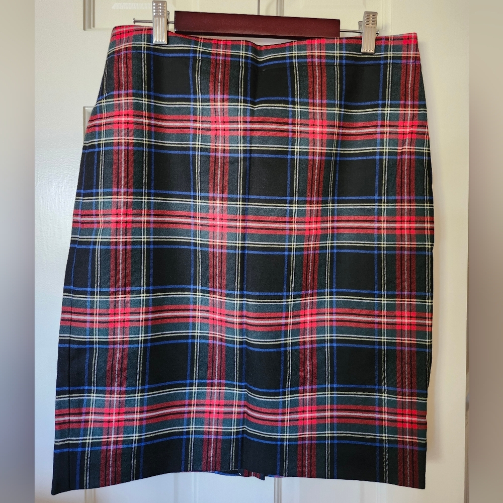 Wool Blend Tartan Pencil Skirt
